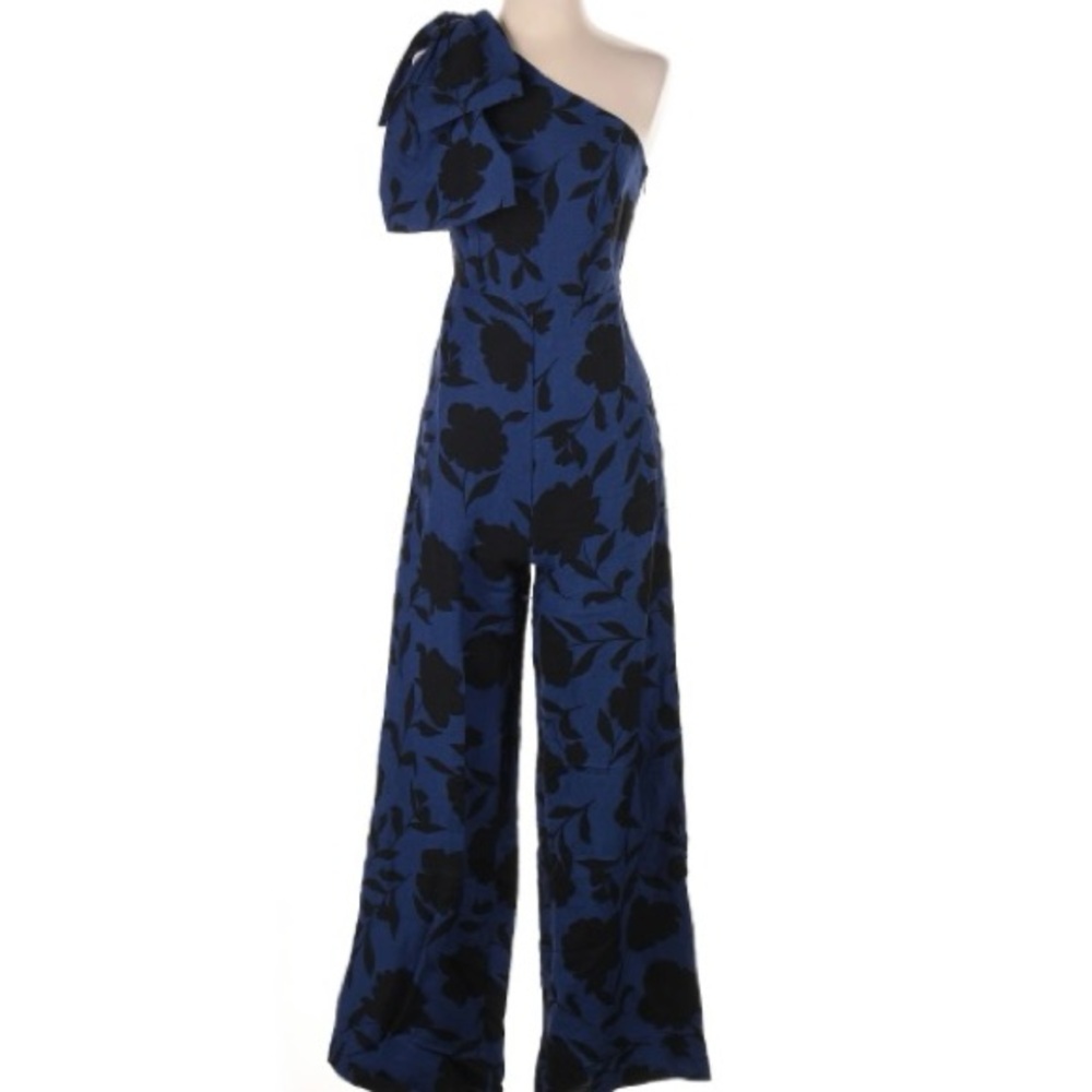 Elegant Blue and Black Floral Jumpsuit Kate Spade Size 4 NWT
